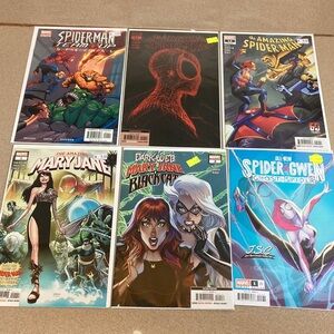 Marvel Comic Book Collection with Spider-Man and Mary Jane Covers